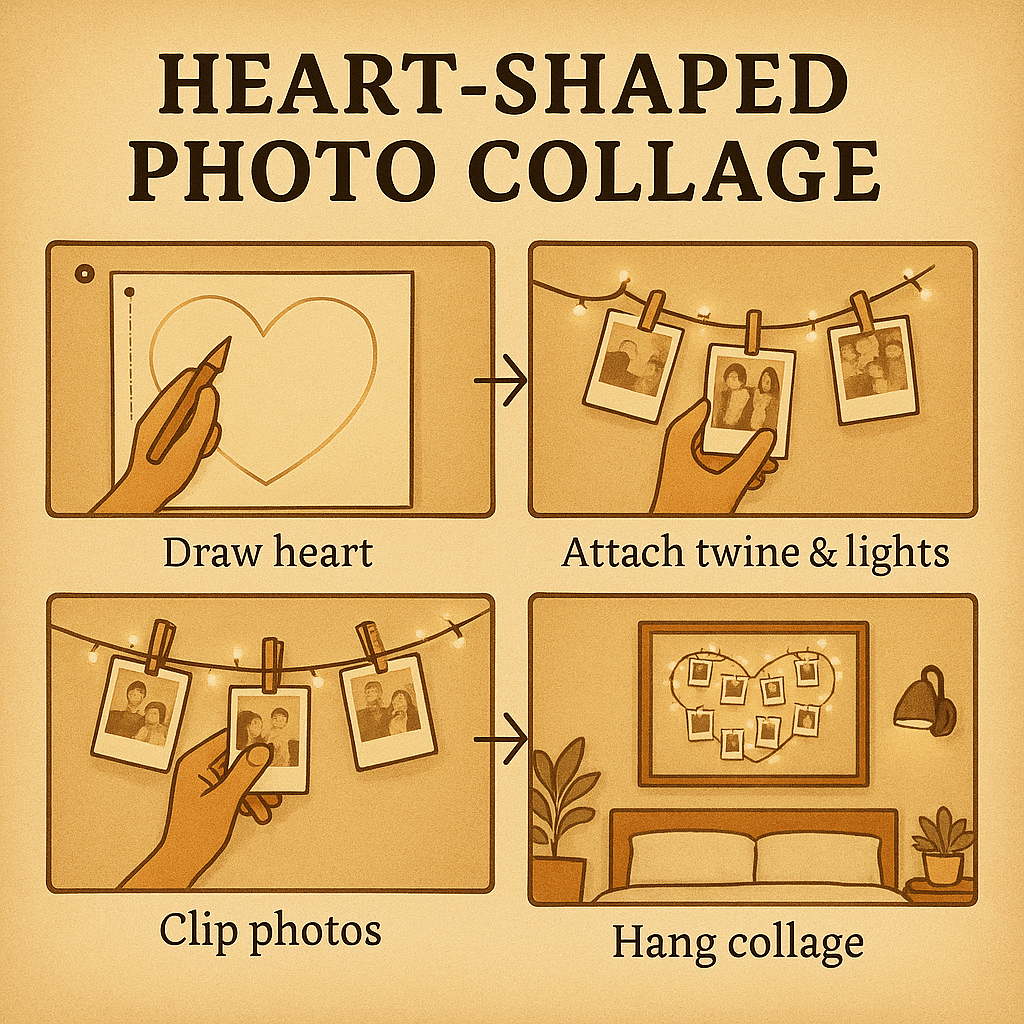 DIY headboard heart photo collage