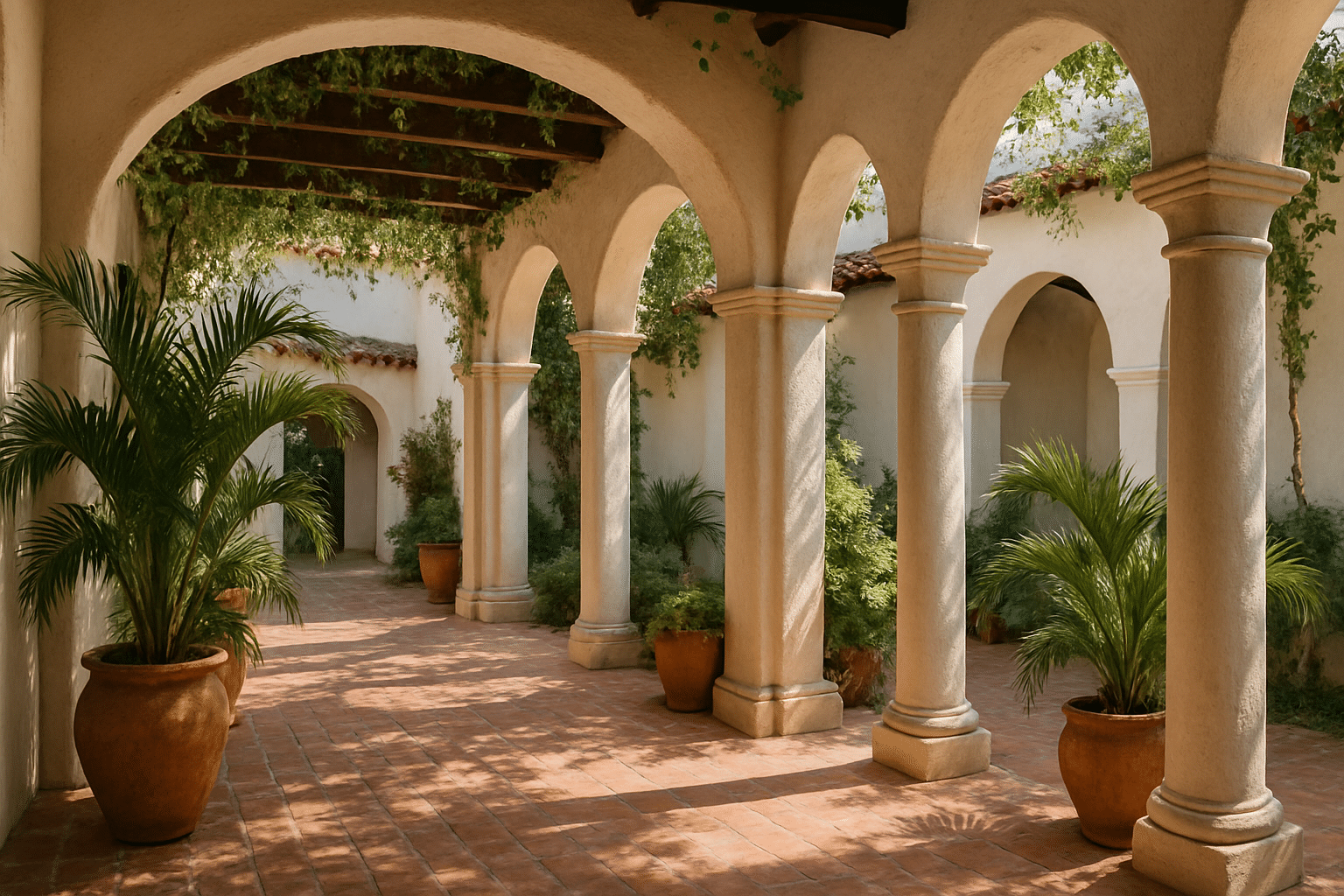 Spanish style interior with terracotta and pottery